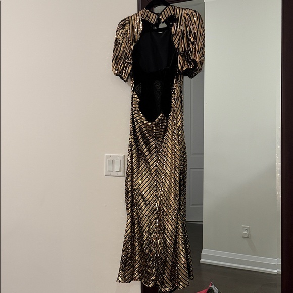 Rixo London gold sequin midi dress Medium - Picture 5 of 8